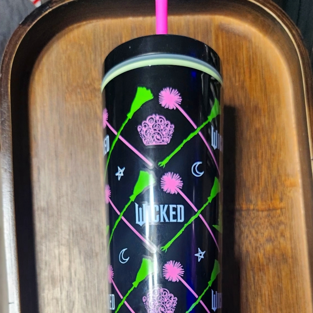 Wicked Black Tumbler with Pink and Green Accents